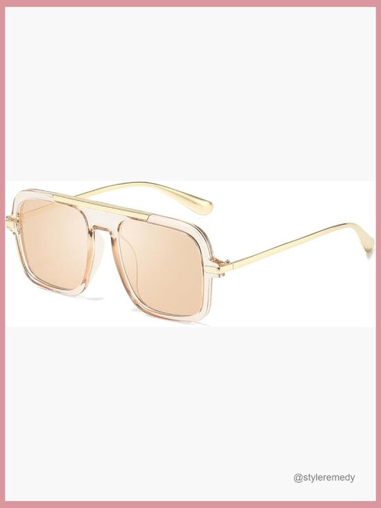 Square Sunglasses with Gold Frame, UV Protection for Driving and Daily Wear main image 6